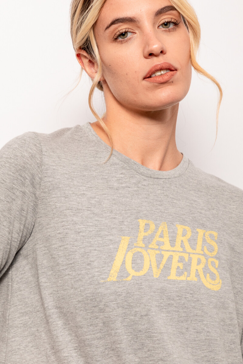 REMERA PARIS LOVE Gris Melange