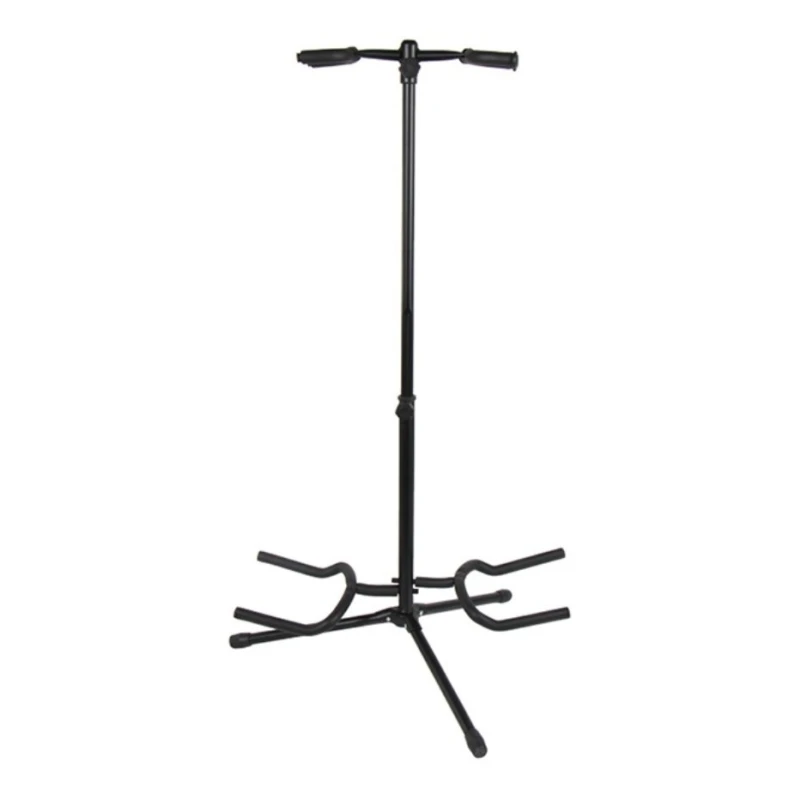 Soporte Tripode Doble De Guitarra Bajo De Piso Negro
