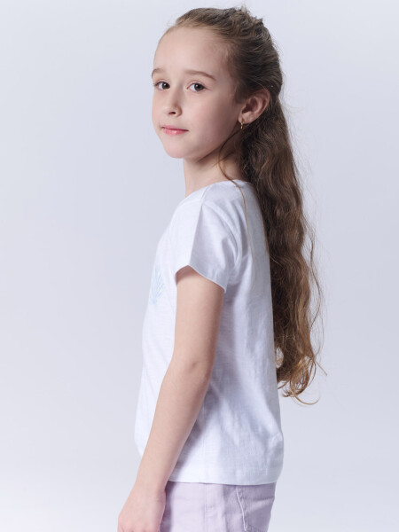 Remera Manga Corta Slub Estampa Pez Blanca