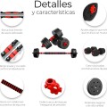 Mancuernas Set 3 En 1 Con Barra 20kg Rojo