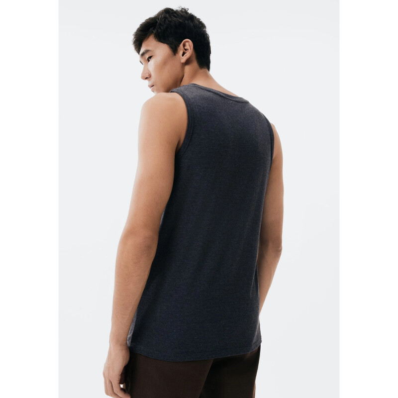 CAMISETA REGATA MASC PRETO MESCLA