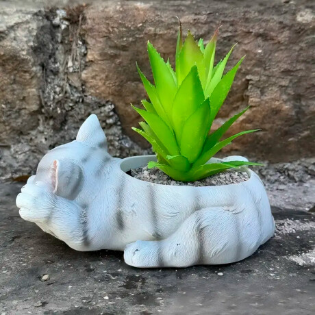 Porta Maceta Gatito Color Gris Porta Maceta Gatito Color Gris