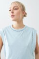 Musculosa con vainillas verde agua