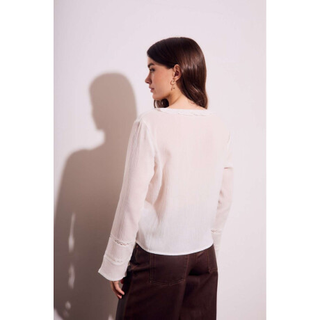 Blusa Encajes Algodón Nacar