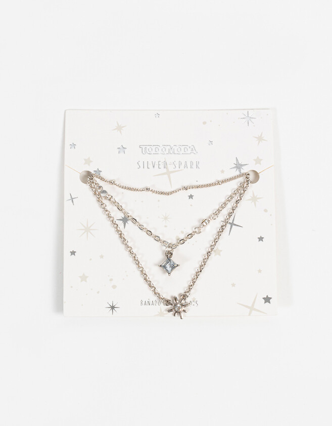Collares Cortos Bañada en Plata Collares Cortos Cosmico Bañada En Plata - Plateado