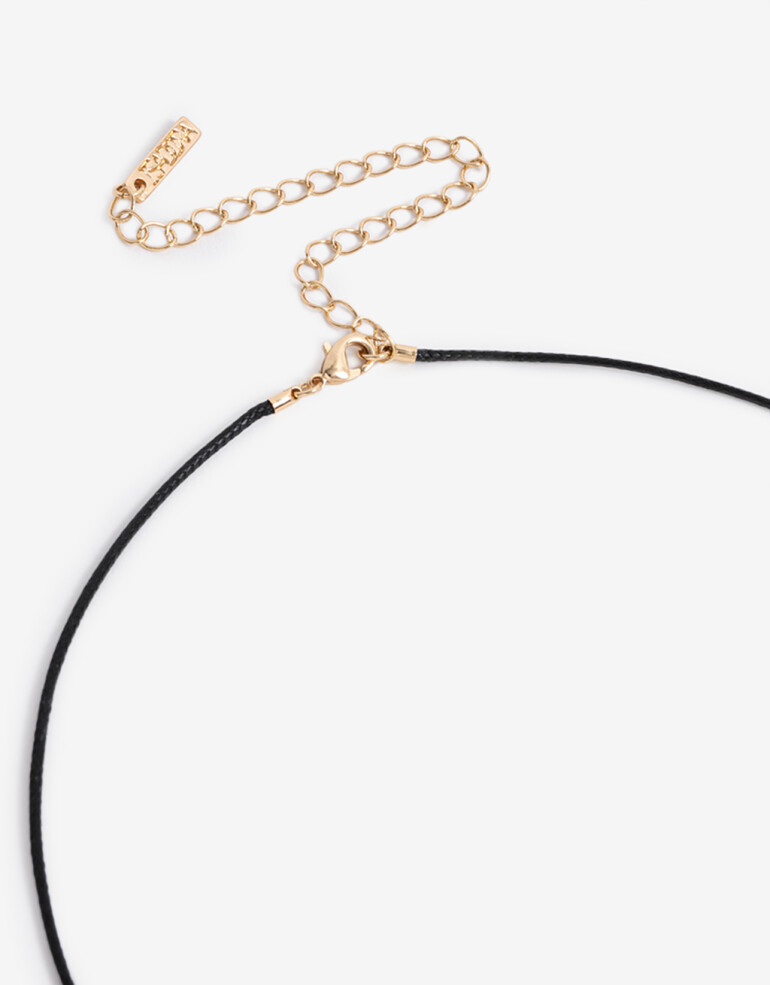 Collares Cortos Cordón Collar Ajustable Con Dije Bañado En Oro - Dorado
