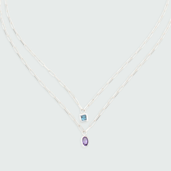 Cadena bicolor de MOON en plata 925 con piedras semipreciosas Cadena bicolor de MOON en plata 925 con piedras semipreciosas