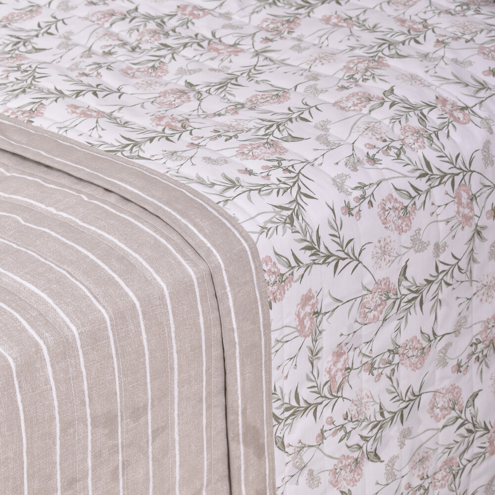 Cubrecama Ava 200 Hilos Flores Rosa 250x240