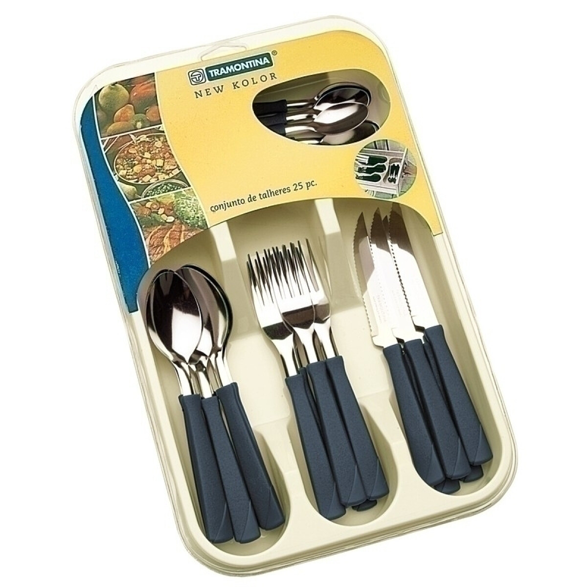 Juego de cubiertos color azul, modelo NEW KOLOR, 25 piezas -TRAMONTINA - TN7895 