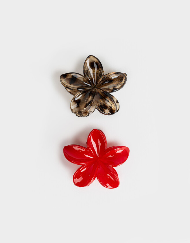 Broches Sets Hawaianas Set De Broches Flor - Combinacion Bicolor