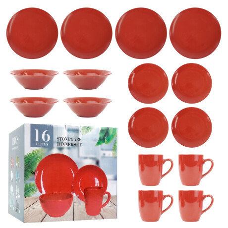 Juego de vajilla de ceramica rojo 16 piezas Juego de vajilla de ceramica rojo 16 piezas