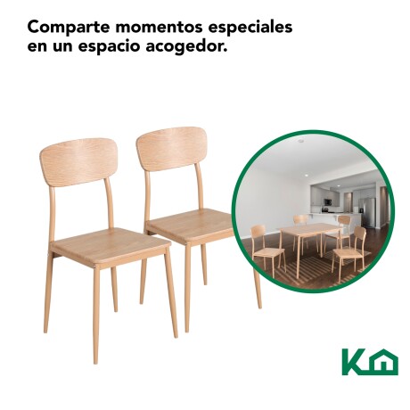 Juego De Comedor Cancun Mesa + 4 Sillas Kingshouse Madera MDF Champagne