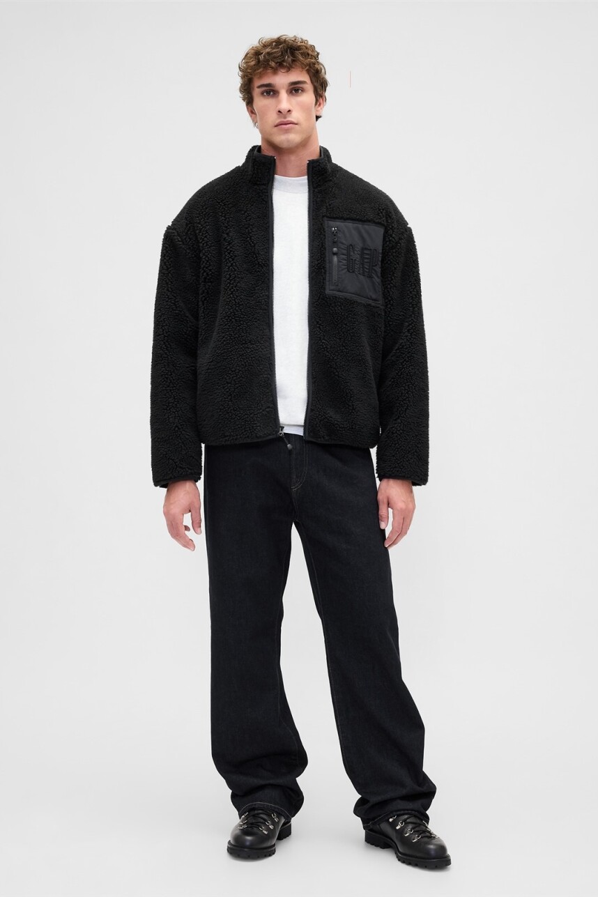 Canguro Con Cierre Polar Logo Gap Hombre True Black
