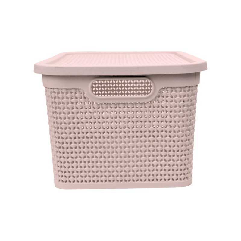 Set x2 Caja simil ratán 15 lts ROSADO