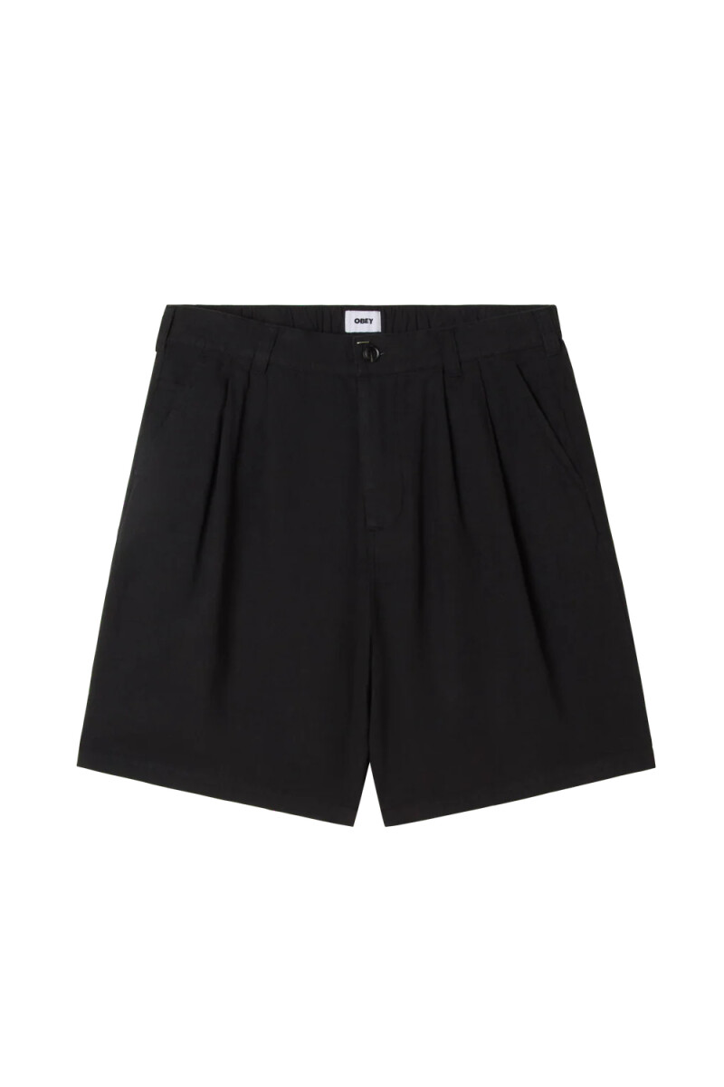 FOSTER PLEATED LINEN SHORT Negro