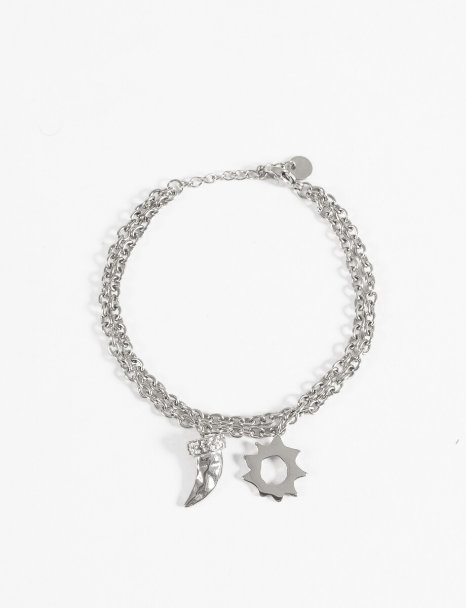Pulsera cadena dijes acero - plateado 