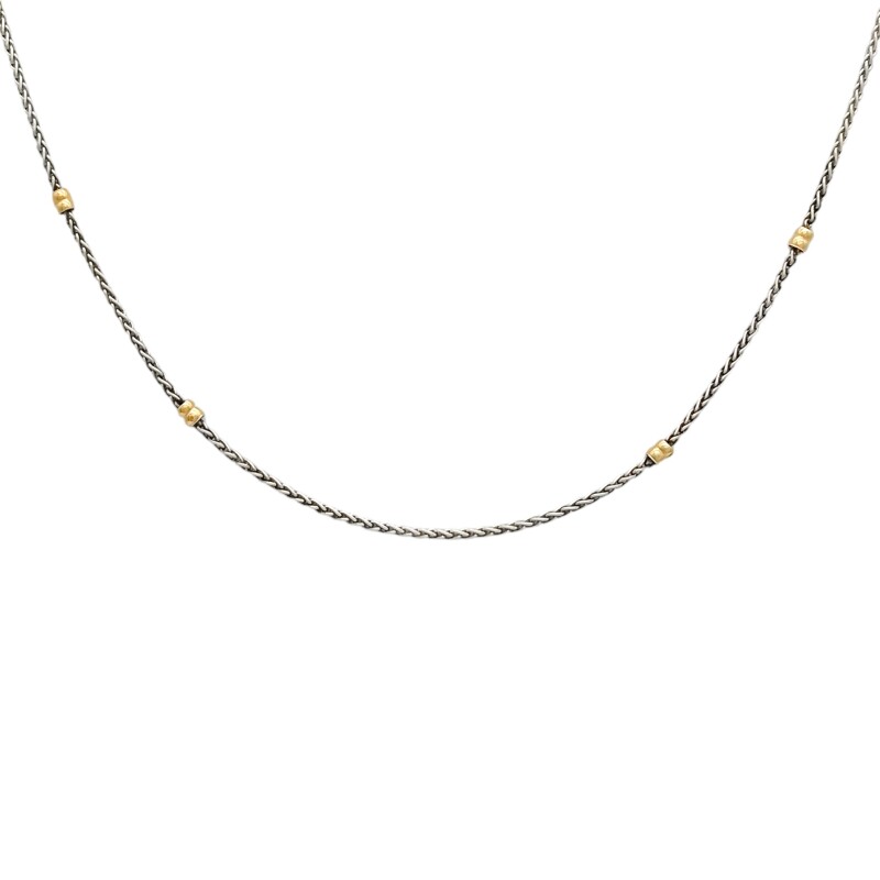 Cadena Collar Espiga-Plata y Oro-Sin Piedra-CD5012 sinpiedra