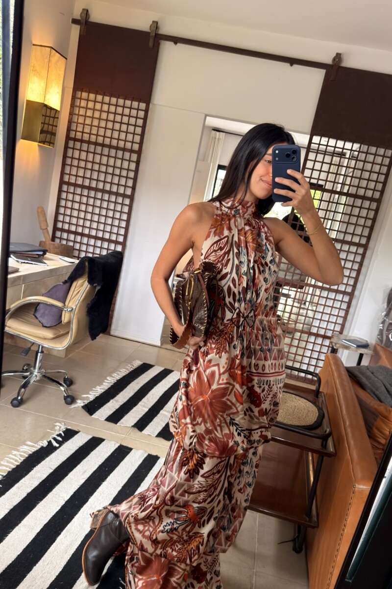 Gala Boho Dress Terracota / Beige