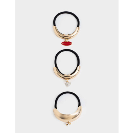 Set De Gomitas Elásticas Con Charms Combinacion Tricolor