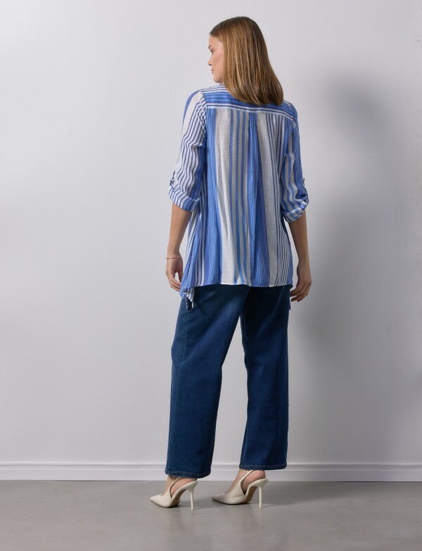 Camisa Larga BLANCO/AZUL