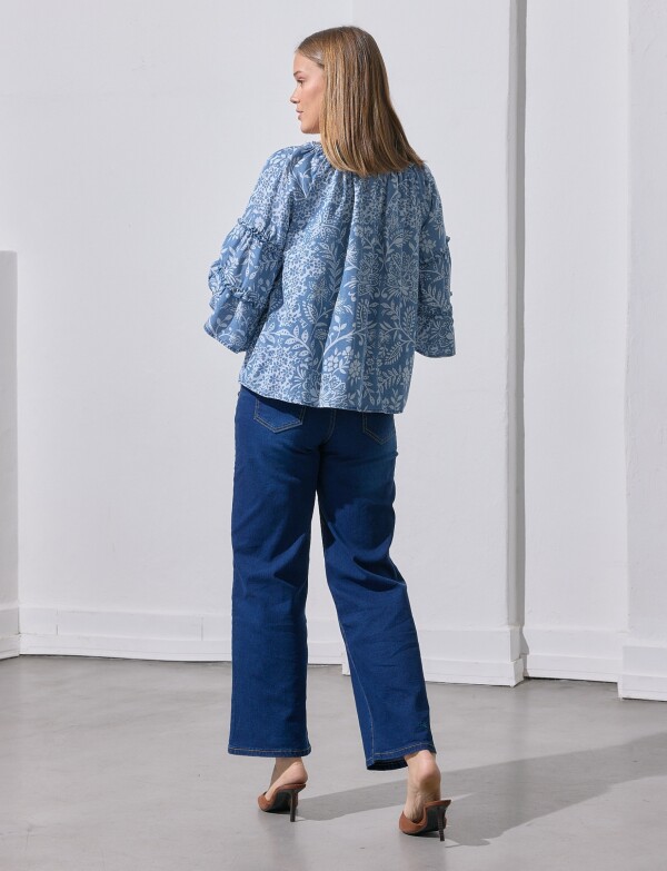 Blusa Lyocell Det Frunces AZUL/MULTI