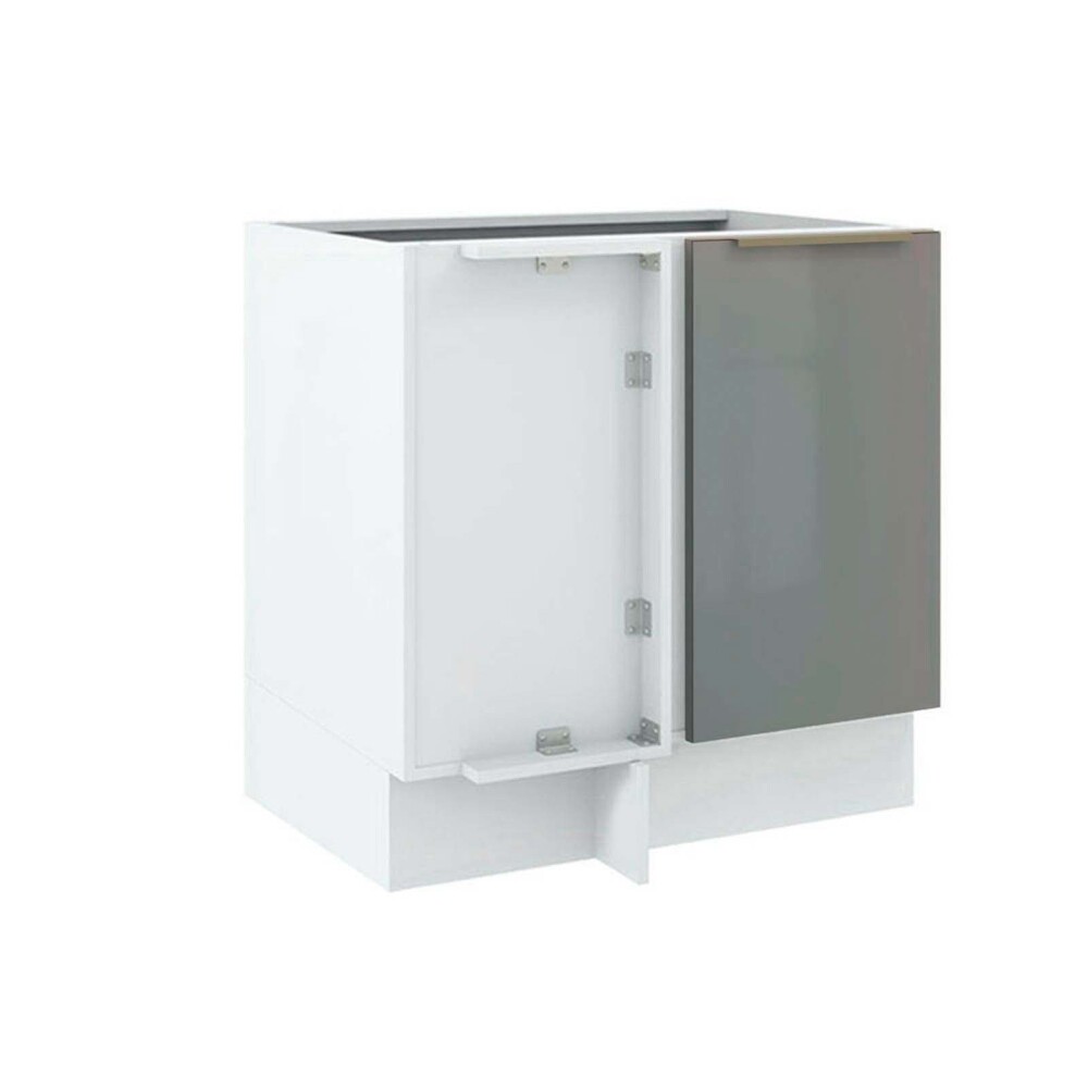 BAJO MESADA ESQUINERO 80 CM MDP-Y-VIDRIO BLANCO LUX