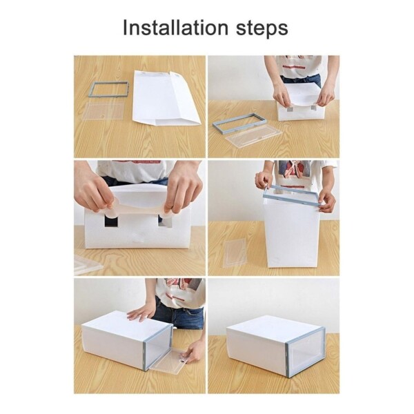 Caja Organizadora Zapatos Zapatera X6 Unidades Caja Apilable Color Variante Blancogrande