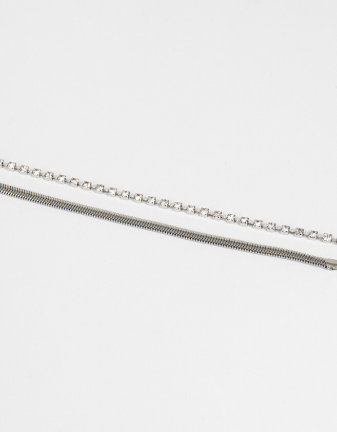 Pulseras Flexibles Sets Prom Sets De Pulseras Con Strass - Plateado