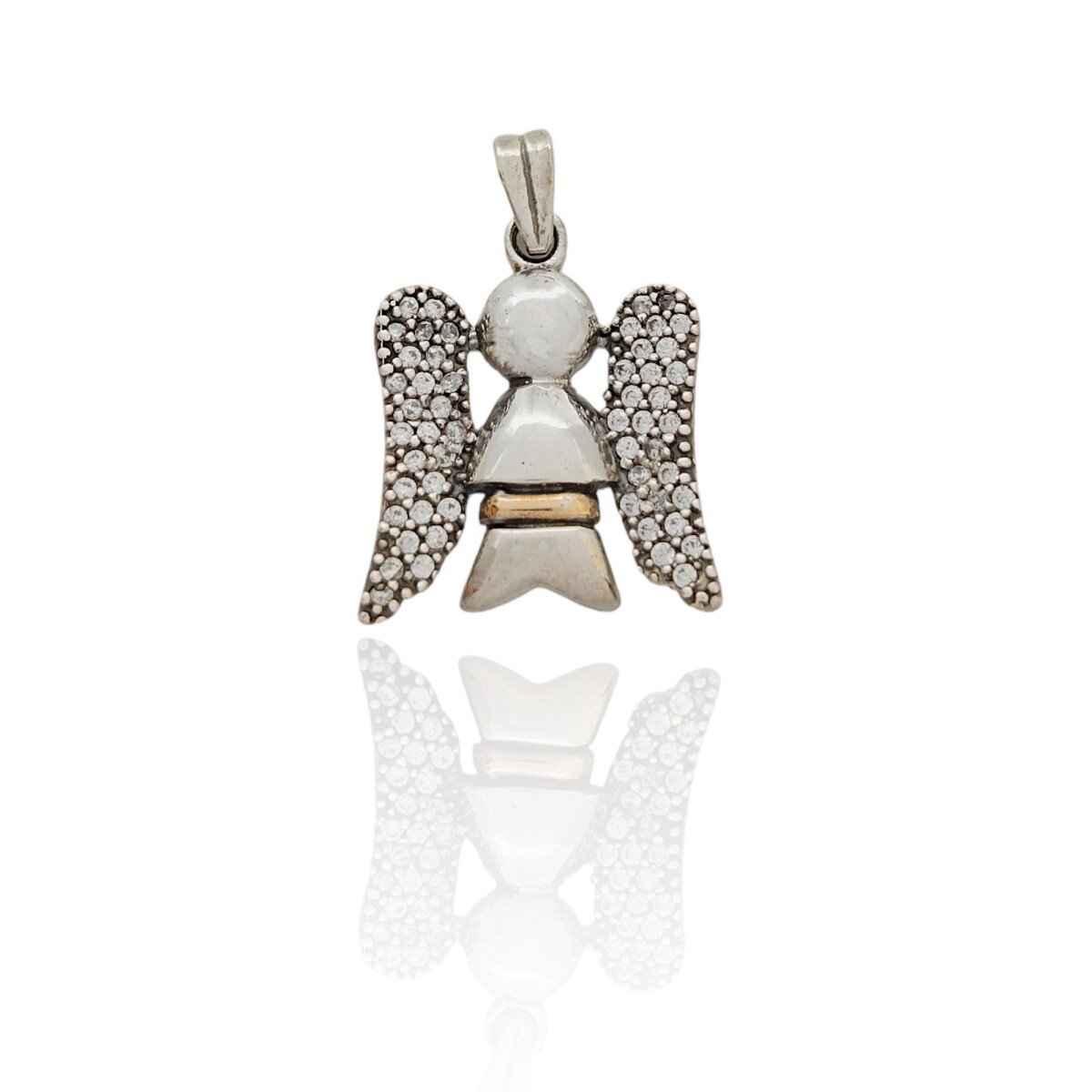 Dije Angel de zirconias-Plata y oro- Zirconia- CP5007 - conpiedra 