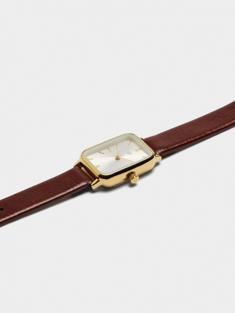 Reloj Cuadrado Pulsera Com Textura marron