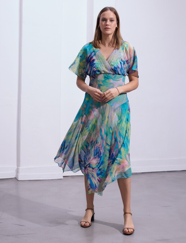 Vestido Gasa VERDE/MULTI