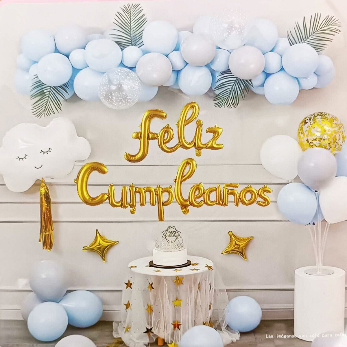 Kit De Globos Decorativos Para Eventos Celeste Y Blanco 