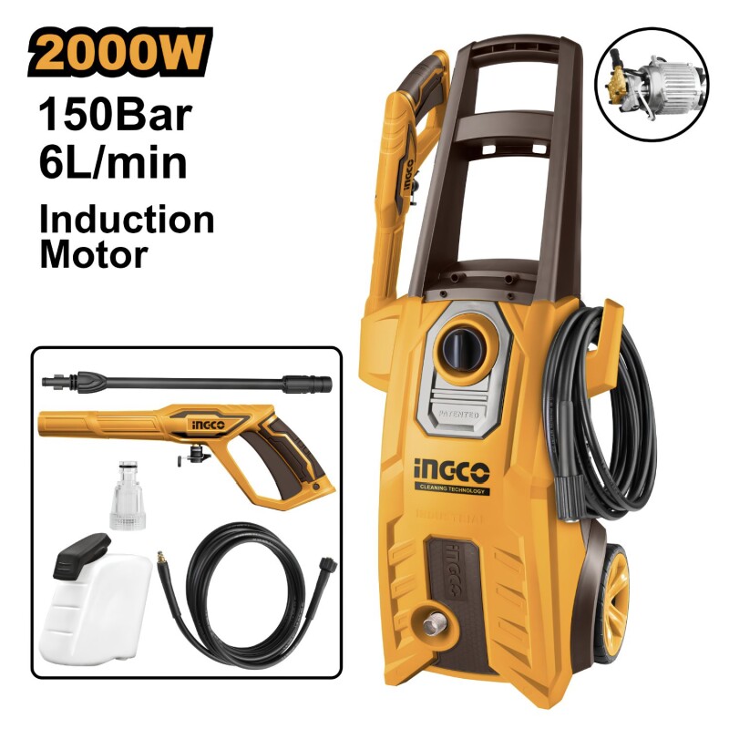 Hidrolavadora INGCO 150Bar 2000w motor de inducción Hidrolavadora INGCO 150Bar 2000w motor de inducción
