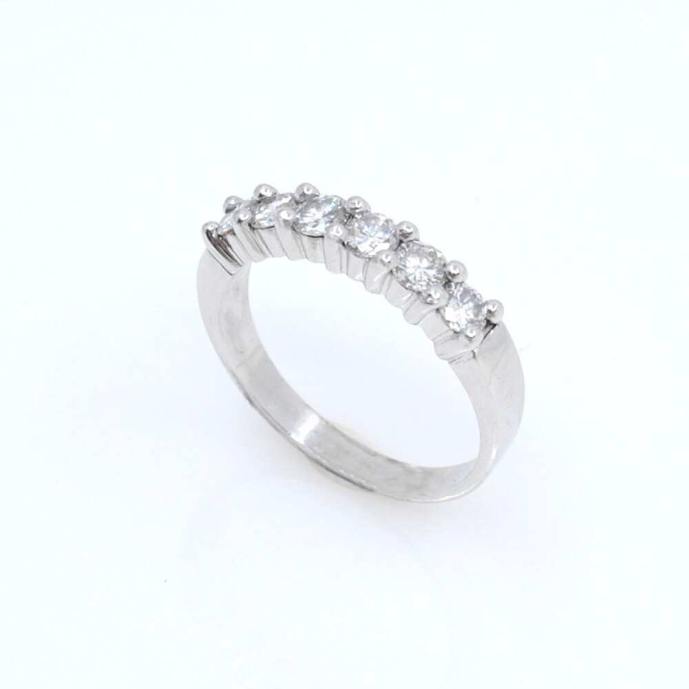 Anillo medio sin fin en oro 18k blanco y brillantes Anillo medio sin fin en oro 18k blanco y brillantes
