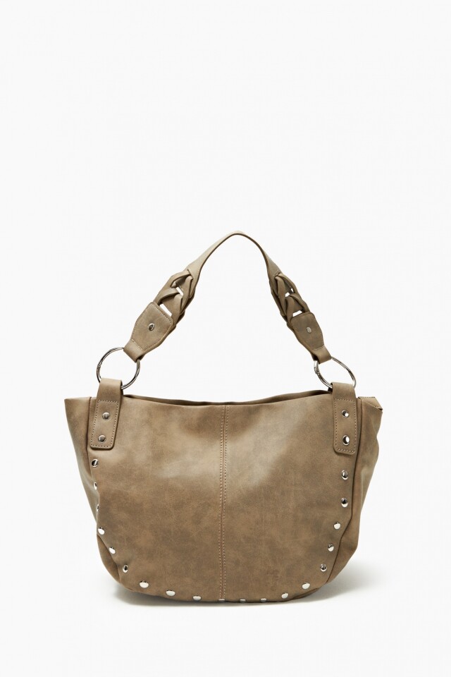 Cartera con tachas beige