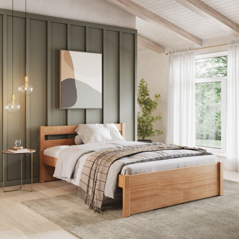 CAMA DE 2 PLAZAS MADERA MACIZA UNIQUE AMENDOA CAMA DE 2 PLAZAS MADERA MACIZA UNIQUE AMENDOA