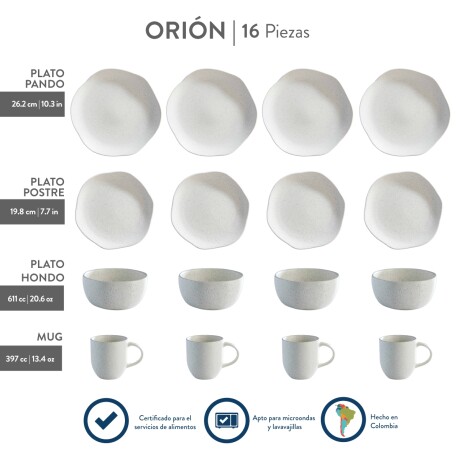 Juego de Vajilla 16 Piezas Orion Loza Juego de Vajilla 16 Piezas Orion Loza