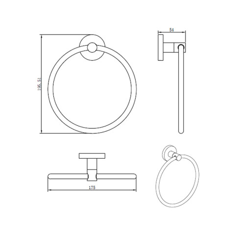 Toallero Aro Brush Nickel Linea Roma 000