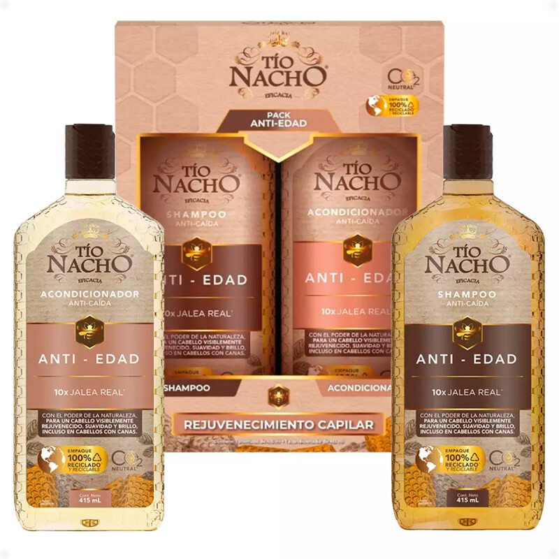 Pack Shampoo y Acondicionador Antiedad Jalea Real Tío Nacho de 415 ML Pack Shampoo y Acondicionador Antiedad Jalea Real Tío Nacho de 415 ML