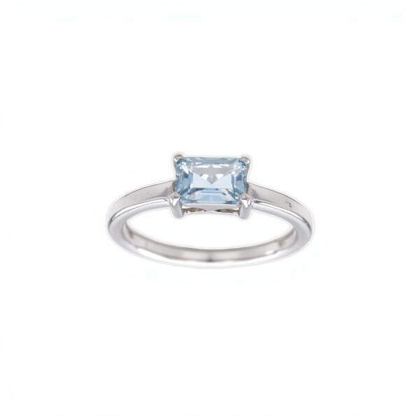 Anillo Solitario-Plata rodinada-Piedra Topacio azul-AN2012 conpiedra