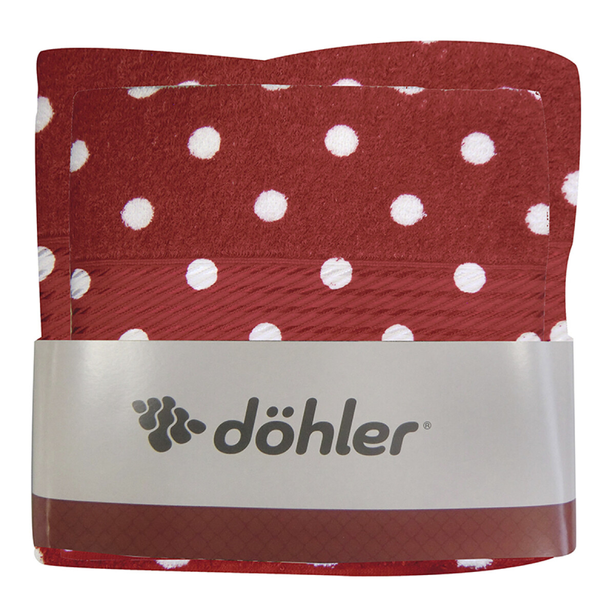 Pack X 2 Toallas Prisma Dohler Estampadas 100% Algodón - Rojo / Lunares Blanco 