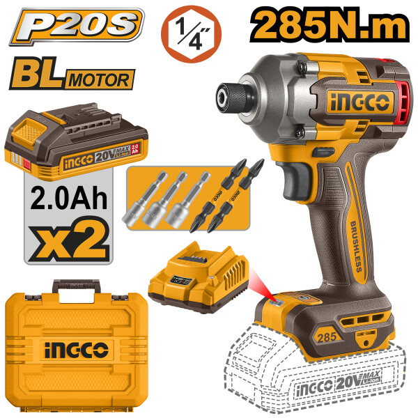ATORNILLADOR DE IMPACTO A BATERIA 20V P20S CON 2 BAT CARG + VALIJA INGCO CIRLI20 ATORNILLADOR DE IMPACTO A BATERIA 20V P20S CON 2 BAT CARG + VALIJA INGCO CIRLI20