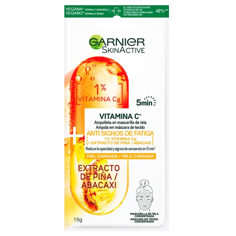 Mascarilla de tela Garnier Skin Active con Vitamina Cg y Ananá Mascarilla de tela Garnier Skin Active con Vitamina Cg y Ananá
