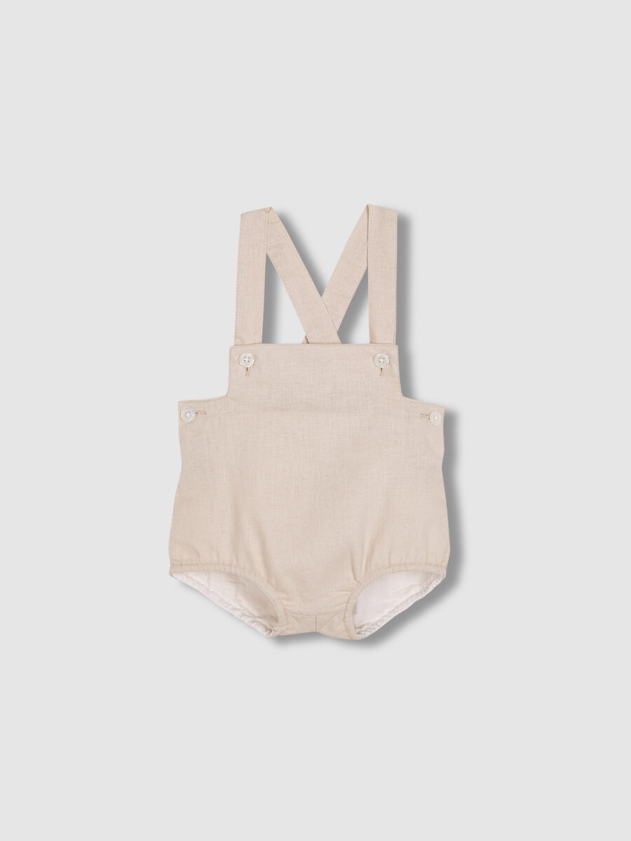 Bombacho De Lino Con Tirantes Marron