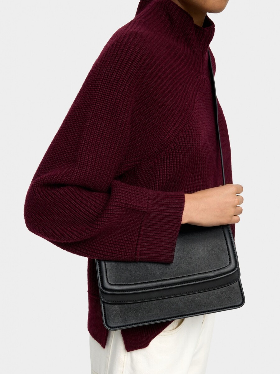 Bolso Bandolera Con Solapa Doble negro