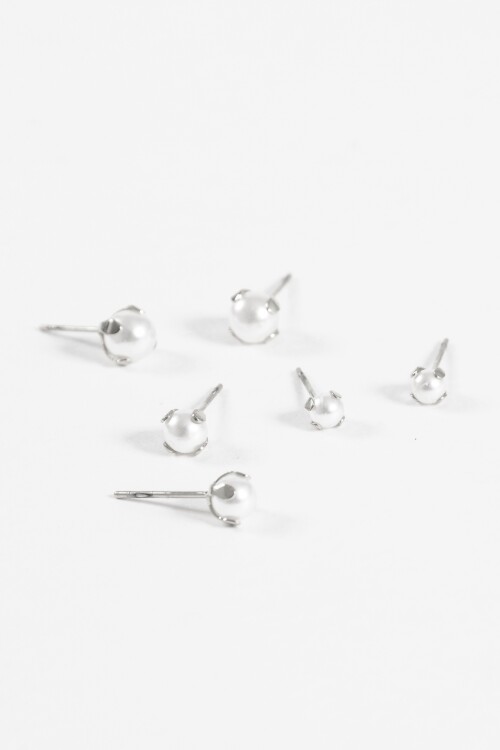 Set de perlas acero plateado