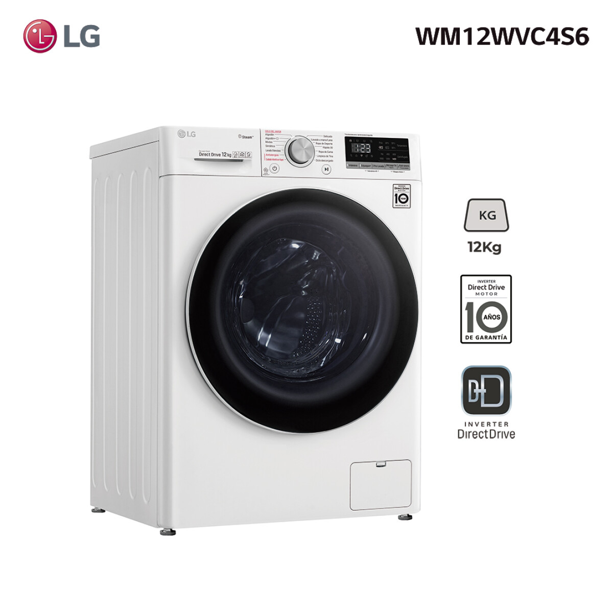 Lavarropas Frontal Lg WM12WVC4S6 Inverter 12KG 