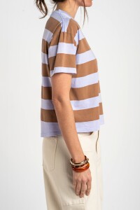 Remera Rayada Algodón Lila