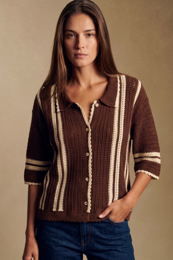 Camisa Rayada Crochet Chocolate
