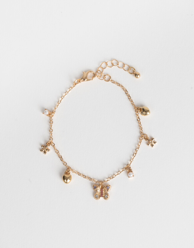 Pulseras Flexibles Multi dijes Pulsera Flexible Con Multidijes - Dorado